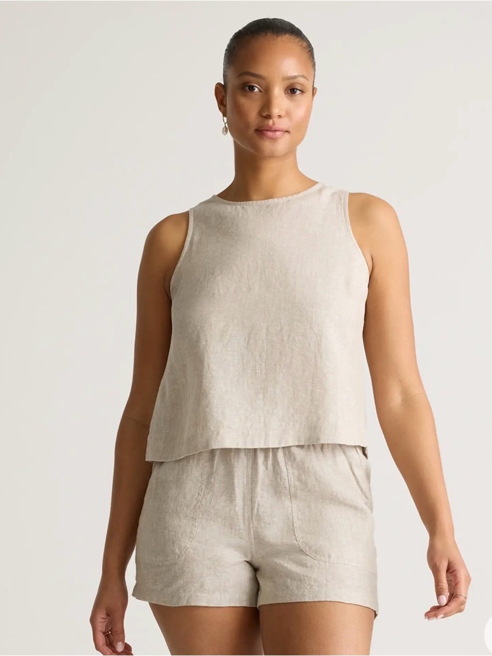 Quince 100% European Linen Cropped Tank
